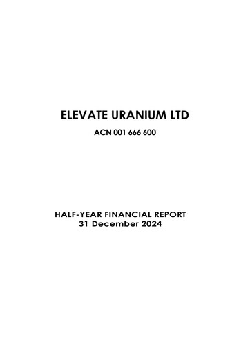 Thumbnail Elevate Uranium Financial Report 2025-h1