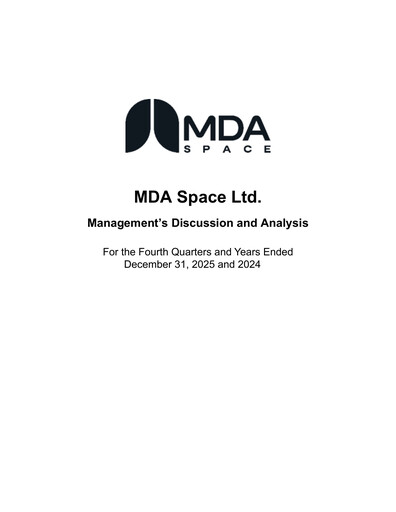Miniature MDA Space Rapport financier 2025-q4