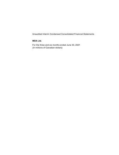 Vorschaubild MDA Space Quartalsbericht 2021-q2