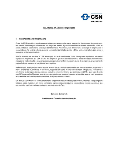 Thumbnail CSN Mineração Financial Report 2019