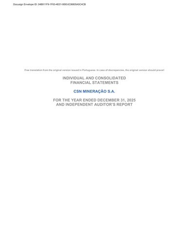 Thumbnail CSN Mineração Financial Statement 2025