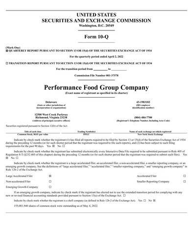 Thumbnail Performance Food Group Quarterly Report 2022-q3