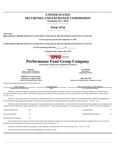 Thumbnail Performance Food Group Quarterly Report 2026-q1