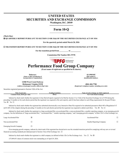 Thumbnail Performance Food Group Quarterly Report 2026-q3