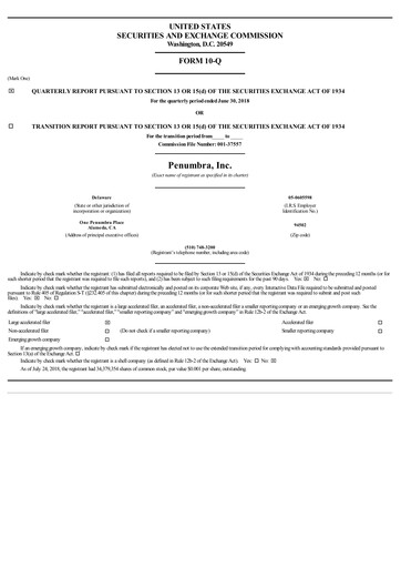 Thumbnail Penumbra Quarterly Report 2018-q2