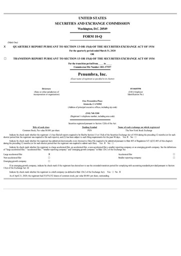 Thumbnail Penumbra Quarterly Report 2020-q1