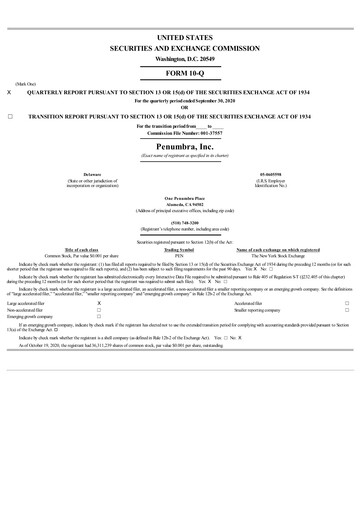 Thumbnail Penumbra Quarterly Report 2020-q3