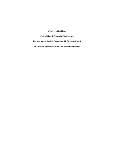 Thumbnail Centerra Gold Financial Statement 2020