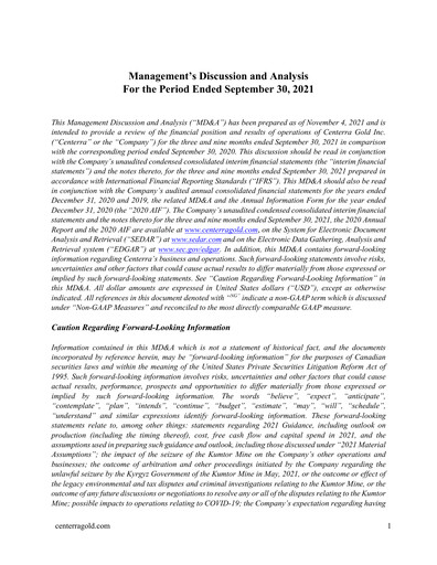 Thumbnail Centerra Gold Quarterly Report 2021-q3