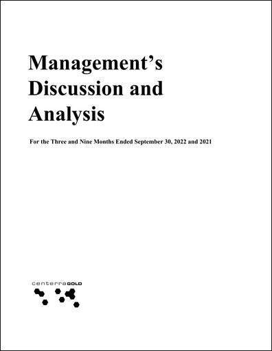 Thumbnail Centerra Gold Quarterly Report 2022-q3