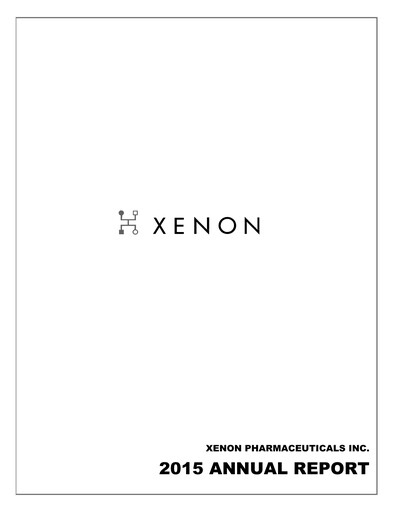 Thumbnail Xenon Pharmaceuticals Annual Report 2015