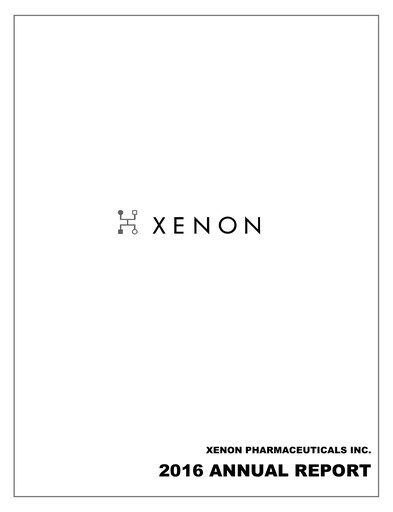 Thumbnail Xenon Pharmaceuticals Annual Report 2016