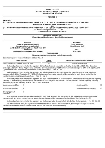 Miniature Paymentus Rapport trimestriel 2022-q3