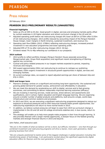 Vorschaubild Pearson Finanzbericht 2013