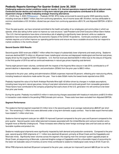 Thumbnail Peabody Energy
 Quarterly Report 2020-q2