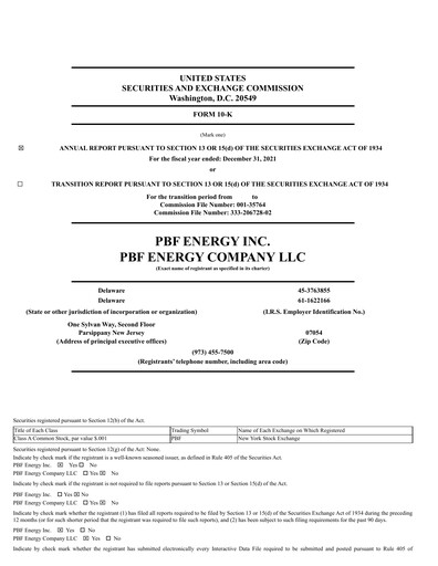 Miniature PBF Energy
 Rapport annuel 2021