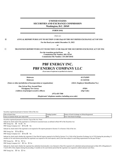 Miniature PBF Energy
 Rapport annuel 2022