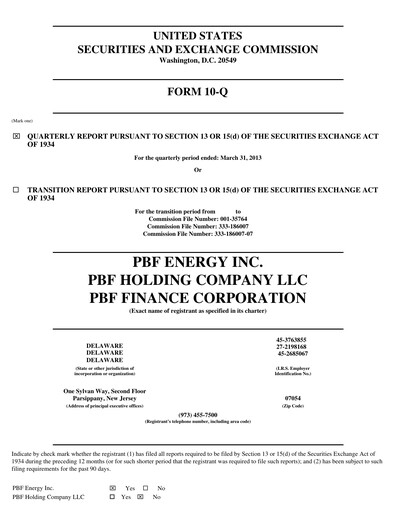 Thumbnail PBF Energy
 Quarterly Report 2013-q1