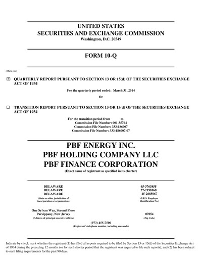 Thumbnail PBF Energy
 Quarterly Report 2014-q1