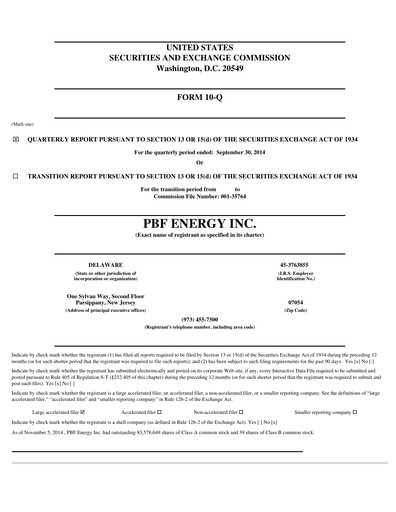 Thumbnail PBF Energy
 Quarterly Report 2014-q3
