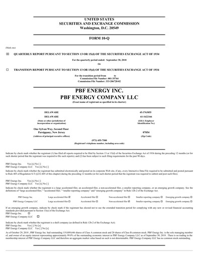 Thumbnail PBF Energy
 Quarterly Report 2018-q3