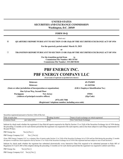 Thumbnail PBF Energy
 Quarterly Report 2023-q1
