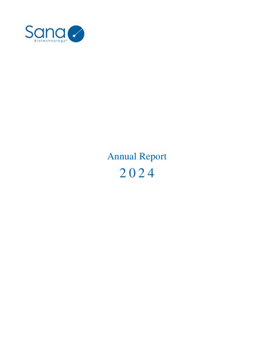 Miniature Sana Biotechnology Rapport annuel 2024
