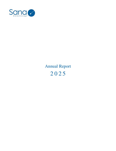 Miniature Sana Biotechnology Rapport annuel 2025