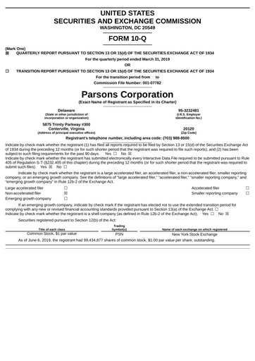 Miniature Parsons Rapport trimestriel 2019-q1