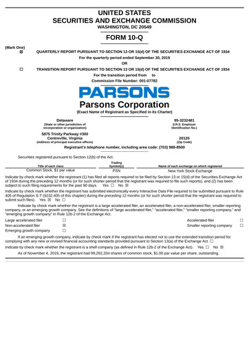 Miniature Parsons Rapport trimestriel 2019-q3