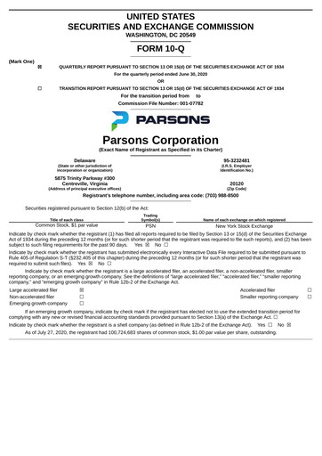 Miniature Parsons Rapport trimestriel 2020-q2