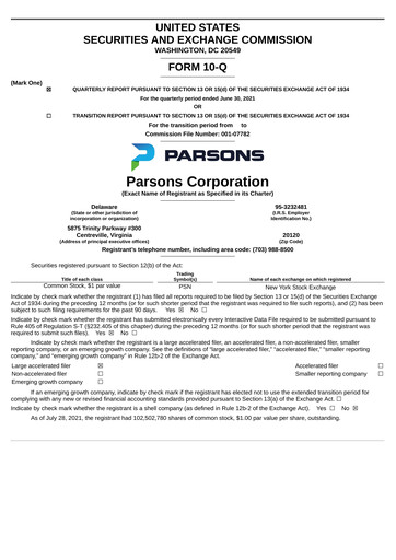 Miniature Parsons Rapport trimestriel 2021-q2