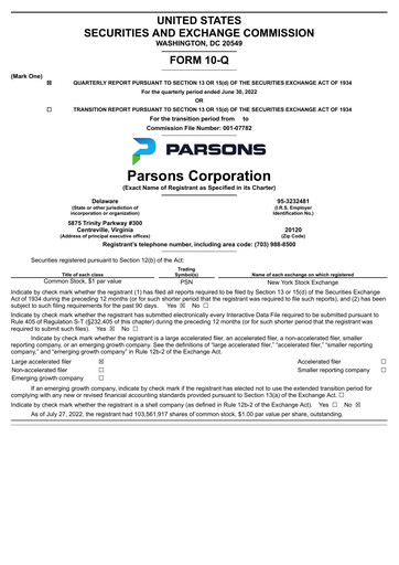 Miniature Parsons Rapport trimestriel 2022-q2