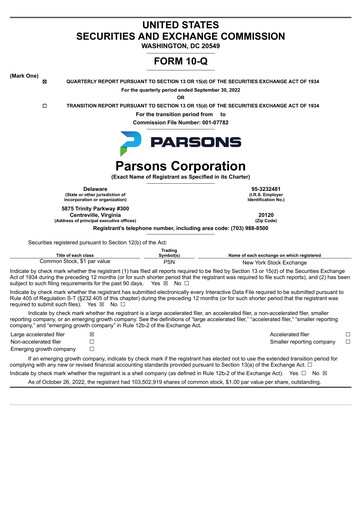 Miniature Parsons Rapport trimestriel 2022-q3