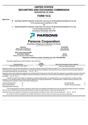 Miniature Parsons Rapport trimestriel 2023-q1