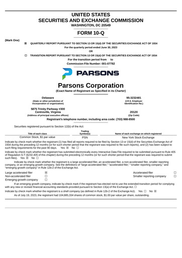 Miniature Parsons Rapport trimestriel 2023-q2