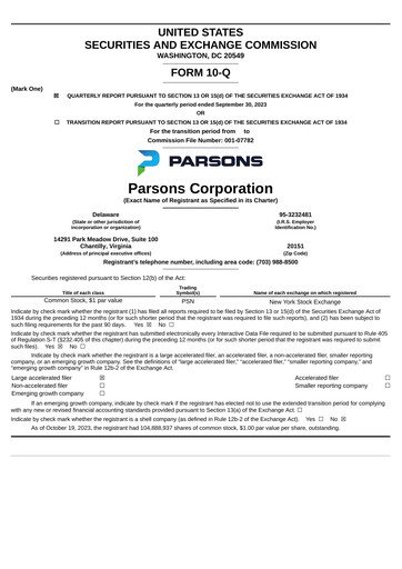 Miniature Parsons Rapport trimestriel 2023-q3