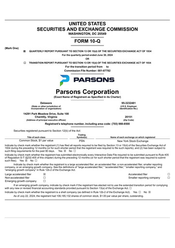 Miniature Parsons Rapport trimestriel 2024-q2