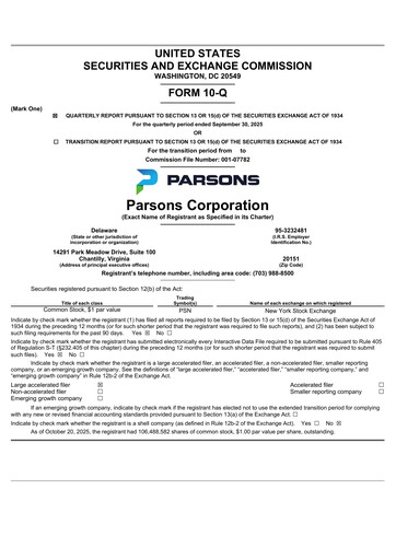 Miniature Parsons Rapport trimestriel 2025-q3