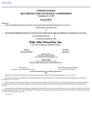 Thumbnail Palo Alto Networks
 Annual Report 2013