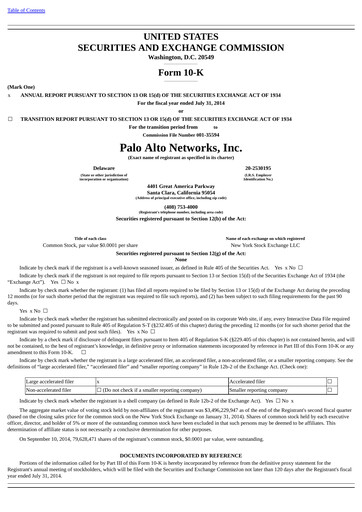 Thumbnail Palo Alto Networks
 Annual Report 2014