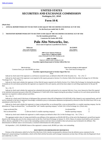 Thumbnail Palo Alto Networks
 Annual Report 2015