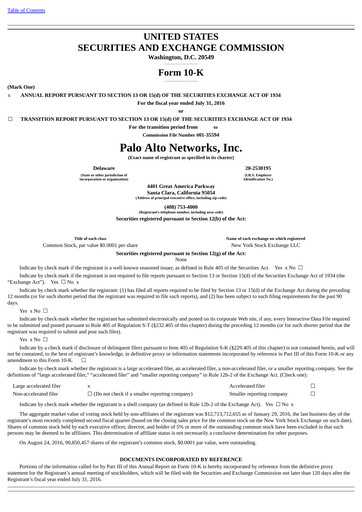 Thumbnail Palo Alto Networks
 Annual Report 2016