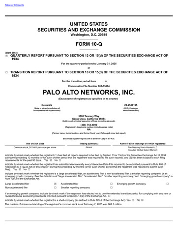 Thumbnail Palo Alto Networks
 Quarterly Report 2025-q2