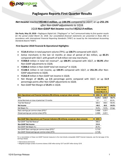 Miniature PagSeguro Rapport trimestriel 2018-q1