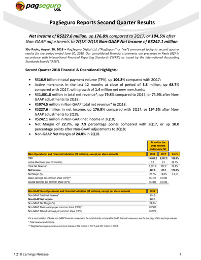 Miniature PagSeguro Rapport trimestriel 2018-q2