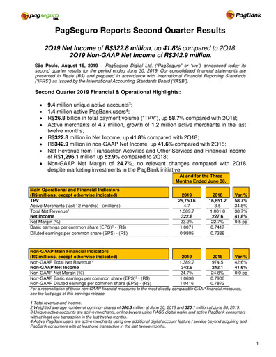 Miniature PagSeguro Rapport trimestriel 2019-q2