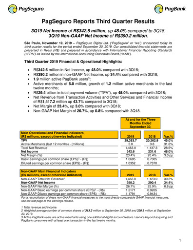 Miniature PagSeguro Rapport trimestriel 2019-q3
