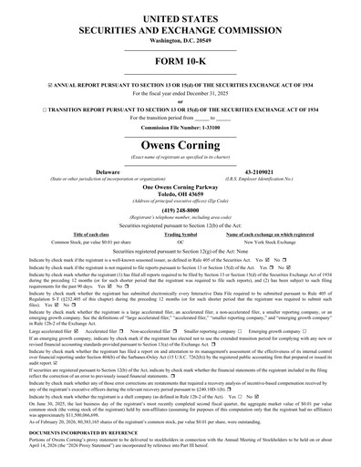 Thumbnail Owens Corning
 Annual Report 2025