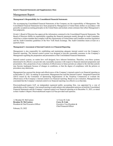 Thumbnail Ovintiv Financial Statement 2021